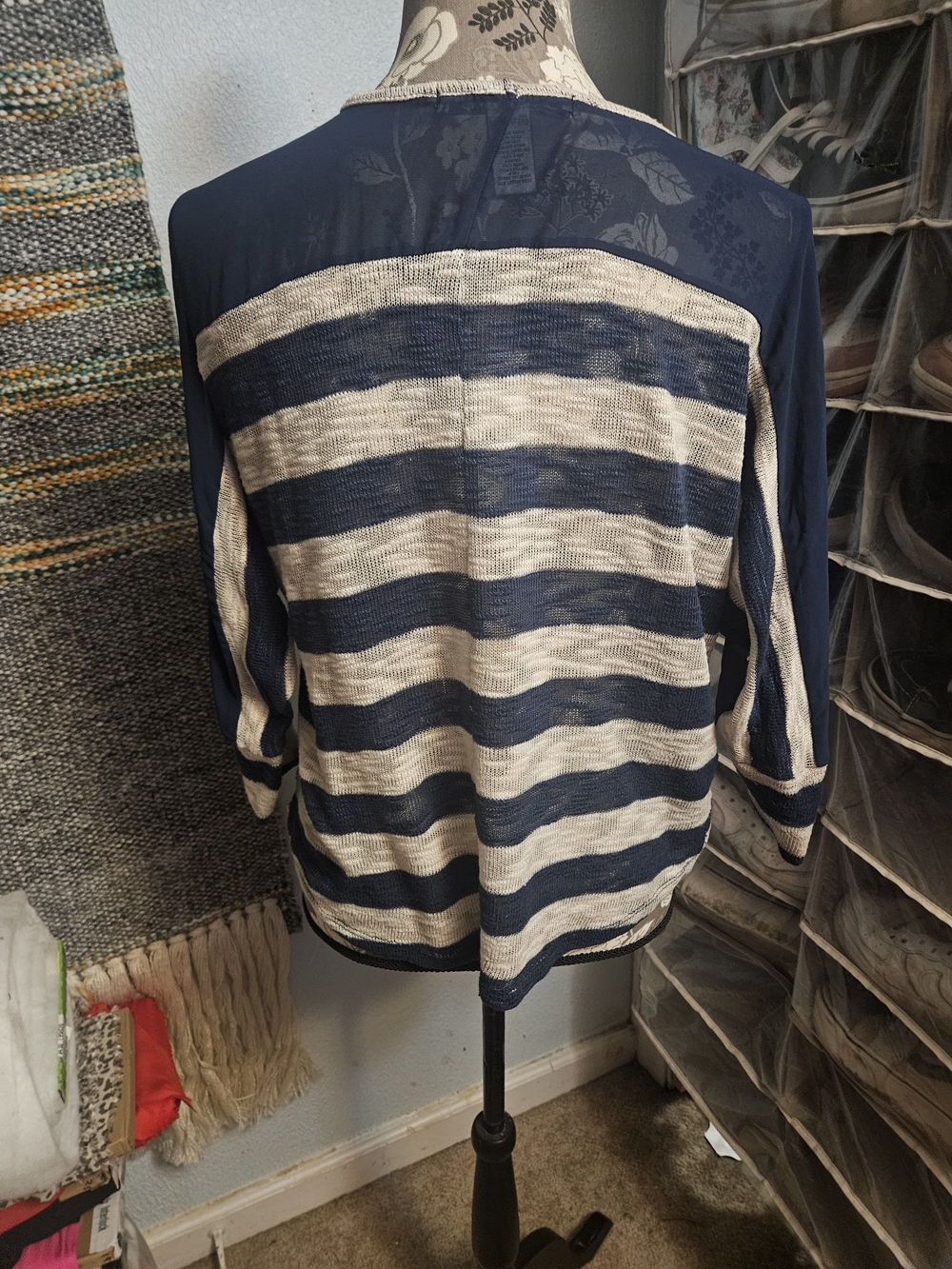 American Rag Navy & Cream Striped Lightweight Shirt